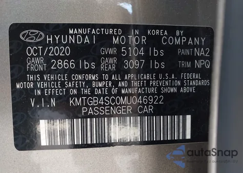 2021 Genesis G80 2.5T Rwd from USA, damaged, VIN KMTGB4SC0MU046922